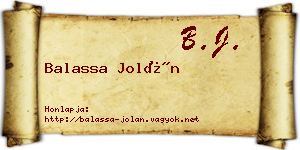 Balassa Jolán névjegykártya